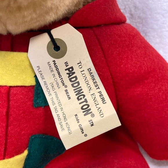 nwt 1997 vintage holiday paddington bear with ornament red coat green hat - Picture 2 of 9